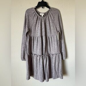 Tucker Tate Girls Pink & Gray Soft Long Sleeve Round Neck Midi Dress s 6